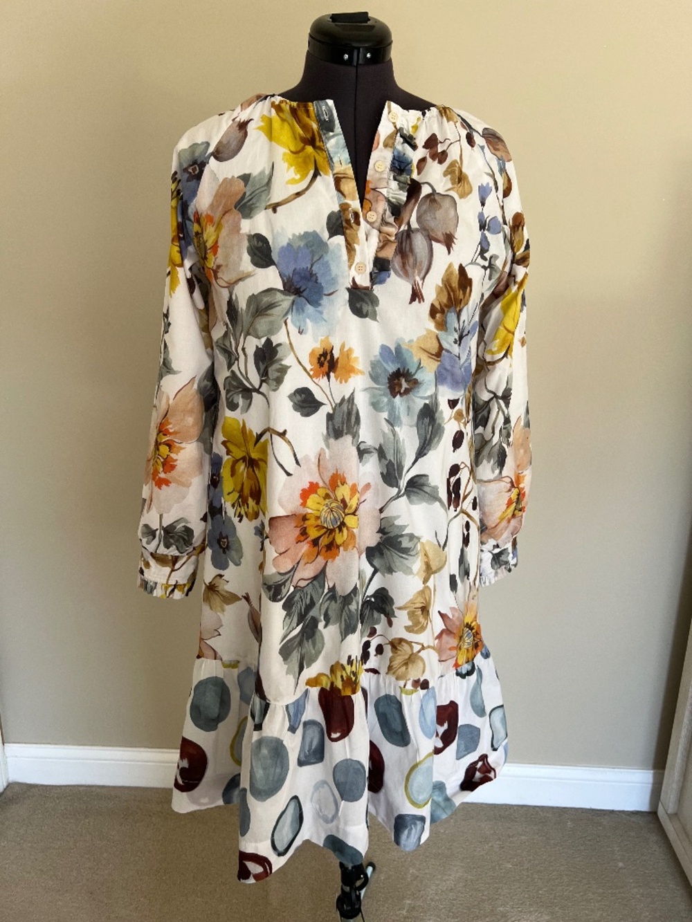 Porter Collective Floral Dress White/Multicolor Womens 100% Cotton